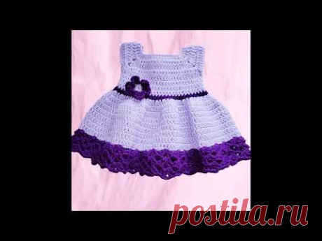 Crochet Purple flower girl dress set with headband and cute shoes