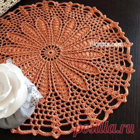 Круглая салфетка рельефными столбиками от Fionitta. Крючком. Схема, МК. / fionitta.com