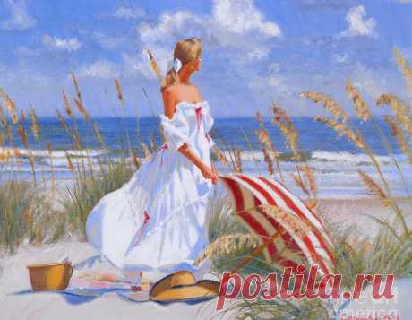 Дама с зонтиком. Изысканна, красива, интересна.Художник Candace Whittemore Lovely
