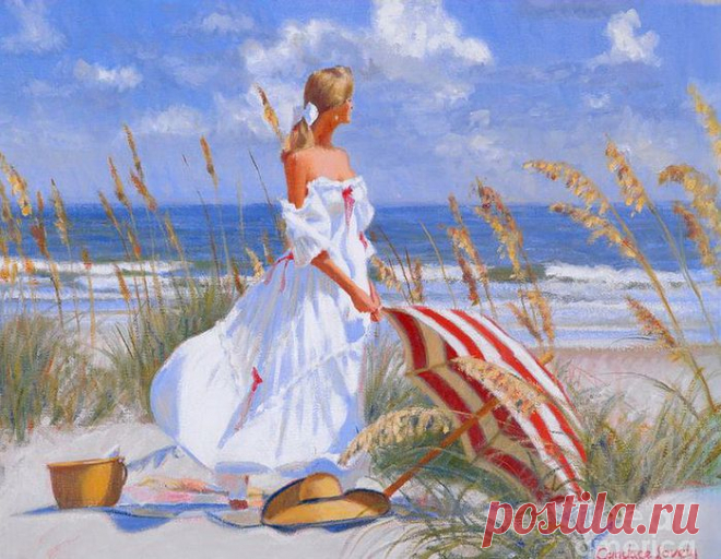 Дама с зонтиком. Изысканна, красива, интересна.Художник Candace Whittemore Lovely