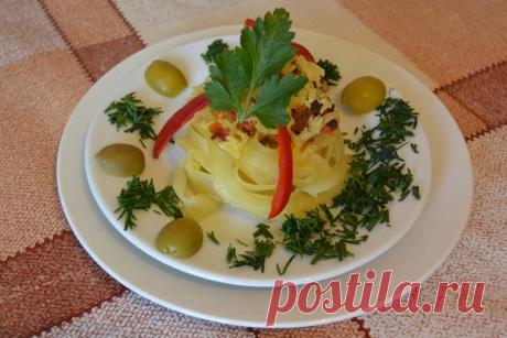 Феттучини с фаршем и сыром