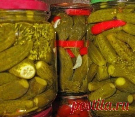 Рецепт соленых огурцов без уксуса. Получаются они очень вкусные, хрустящие и по вкусу напоминают малосольные. 
Ингредиенты 
Огурцы (для литровой банки)- 600-650 г 
Чеснок – 3-4 зуб. 
Лавровый лист – 1-2 шт. 
Укроп с зонтиками –1-2 соцветия 
Перец горошком – 4-5 шт. 
Перец горький — по вкусу 
Листья хрена – отрезаю кусочек в 4-5 см 
Рассол: 
на 3 литра воды — 250 г соли (1 стак. с горкой) 
Oгурчики вымачиваем часов 5-6 (если не выдержать их в холодной воде, то велика вероятность, что, когда