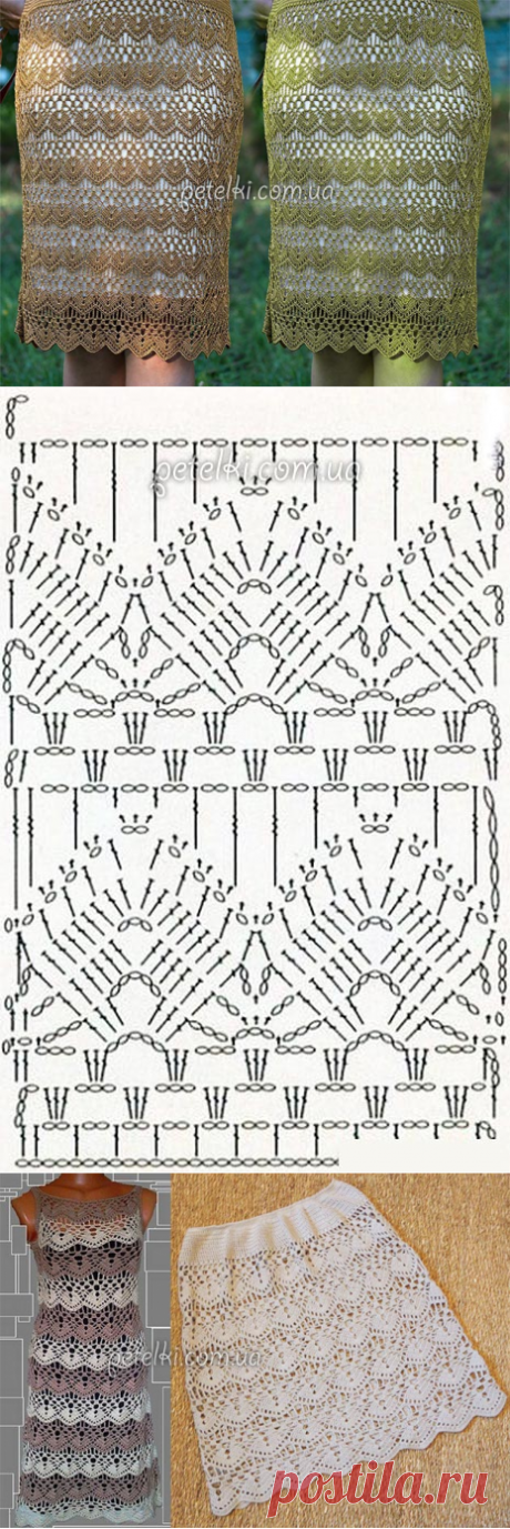 Роскошный узор для платья или юбки. Схема