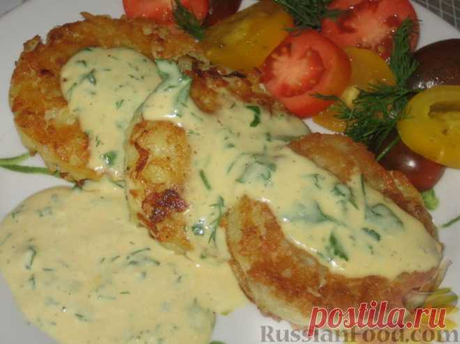 Рецепт: Картофельно-рыбные оладьи на RussianFood.com