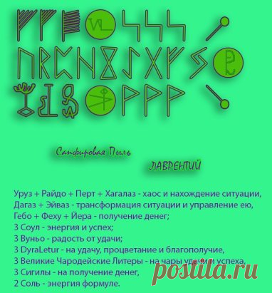 Лаврентий(на деньги).
Автор : Сапфировая Пыль.
Выкладываю формулу с новым для меня опытом: сочетание рун и сигил.
В основе опять же принцип хаоса во Вселенной.
Лаврентий - от слова 