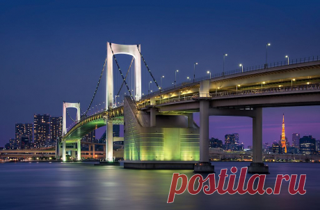 #night #architecture #japan #tokyo #blue hour #rainbow bridge #tokyo tower  | The Rainbow Bridge by Elia Locardi / 500px