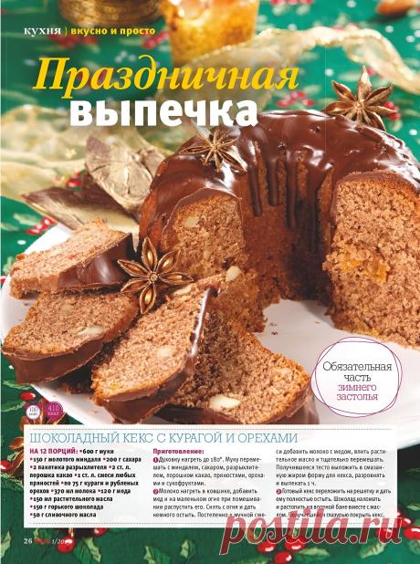 Шоколадный кекс с курагой и орехами