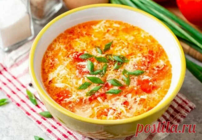 Китайский томатный суп с яйцом