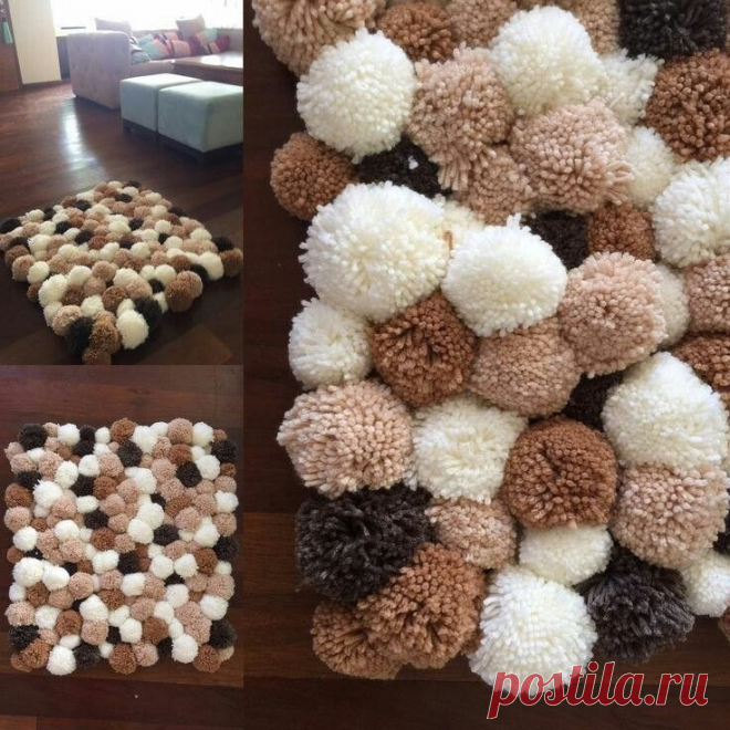 Коврик из помпонов