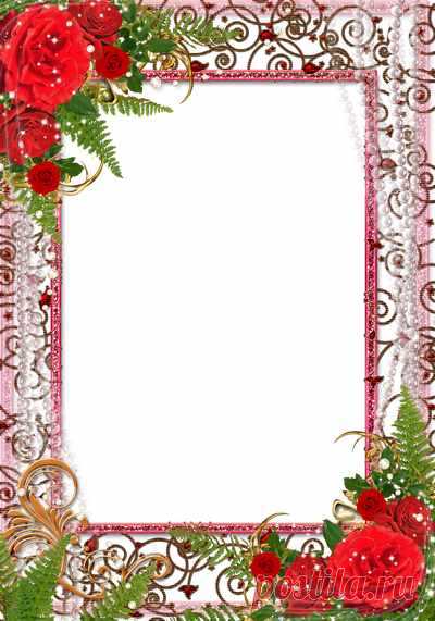 Photo frame Flower music, roses. Transparent PNG Frame, PSD Layered Photo frame template, Download.