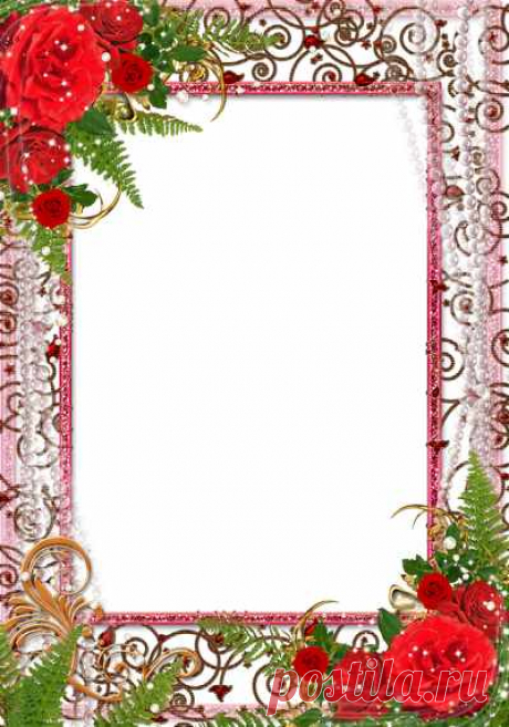 Photo frame Flower music, roses. Transparent PNG Frame, PSD Layered Photo frame template, Download.