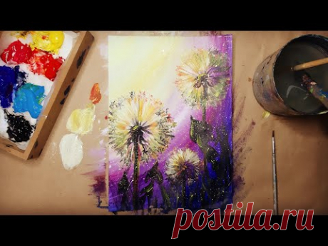 ОДУВАНЧИКИ |Рисуем красками✌