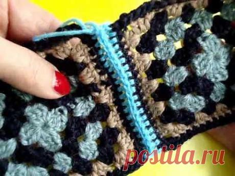 ▶ Вязание крючком Урок 233 Соединение мотивов 4 Join crochet motifs - YouTube