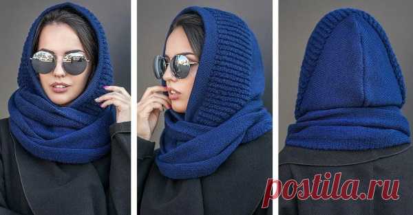 Шапка-капюшон спицами. Схема и описание для начинающих женщин, детей, новые модели с ушками, рисунком, эластичным краем. Фото, видео