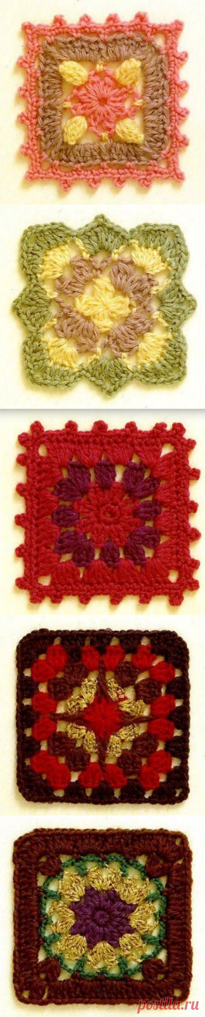 ТОП-20 подборка мотивов крючком "Бабушкин квадрат" со схемами | DIY Hand-Made | Яндекс Дзен
