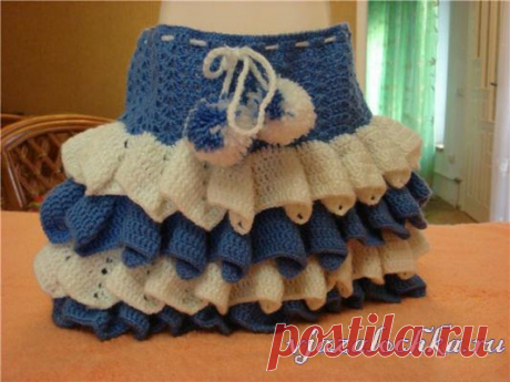 Детская юбка крючком с рюшами