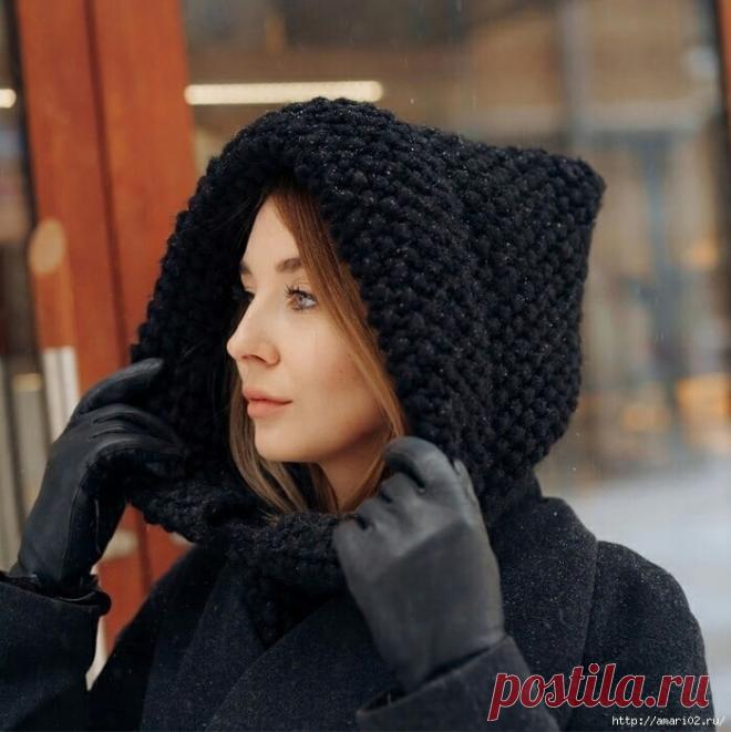 Капор спицами. / knittingideas.ru