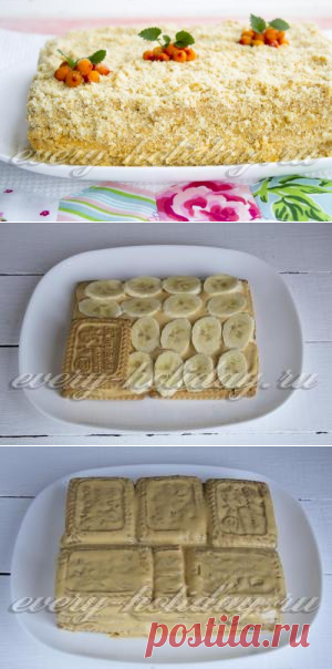 Торт из печенья без выпечки со сгущенкой и маслом
