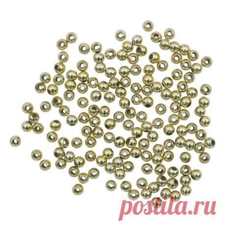 Бусины металлизированные, пластик, цвет: золото (№ 4), 4 мм, 15 гр (440+/-20 шт)