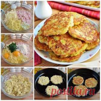 Дранички с ветчиной, сыром и зеленью 

Ингредиенты: 
Картофель — 6 Штук 
Лук — 1 Штука 
Ветчина — 200 Грамм 
Сыр твердый — 200 Грамм 
Яйцо — 2 Штуки 
Укроп — 1-2 Ст. ложек (мелко порезанный) 
Мука — 4-5 Ст. ложек 
Соль — По вкусу 
Перец черный молотый — По вкусу 
Масло рафинированное — 3-4 Ст. ложек (для жарки) 
Количество порций: 3-4 
Как приготовить 