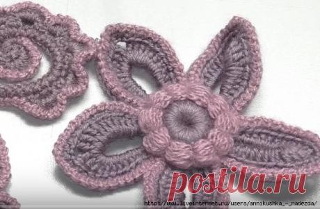 Цветок для кардигана цвета "Пыльная роза", видеоурок, ч.1, 2 Котельниковой Н.