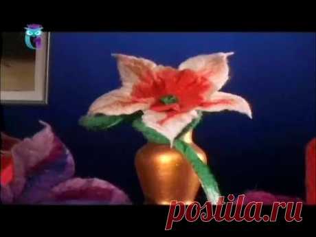 Мокрое валяние цветка из шерсти. Нарцисс, гвоздика. Мастер класс - YouTube
