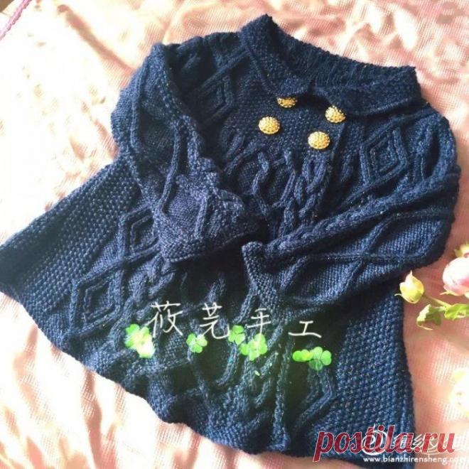 爱恋 英伦范儿童棒针开衫大衣-编织人生