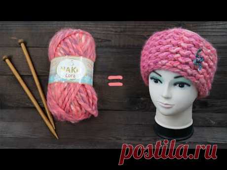 Повязка из толстой пряжи спицами 🎧 Knited Bandage from thick yarn