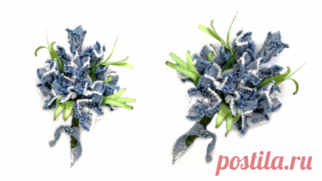 Букет цветов из джинсовой ткани. Мастер-класс