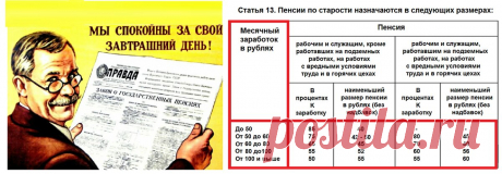 &quot;Даже минимальная пенсия была не ниже 50% порога от зарплаты работника и не опускалась ниже отметки в 40 советских рублей. А сейчас, это отношение находится всего в районе 30%...
Как можно заметить, в Советском Союзе довольно активно применялась диверсифицированная шкала исчисления пенсий.
(https://dzen.ru/a/X4h-yfGLqiR55h