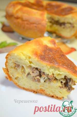 Творожный пирог с мясом и капустой в мультиварке - кулинарный рецепт