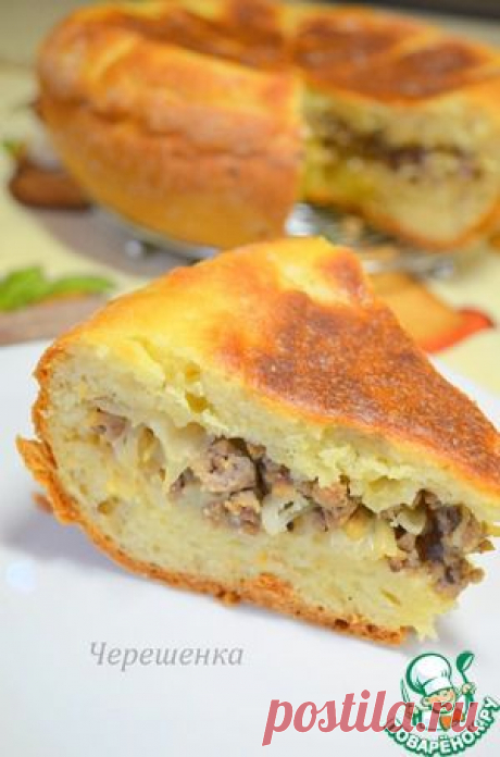 Творожный пирог с мясом и капустой в мультиварке - кулинарный рецепт