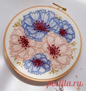 Идеи вышитых цветов