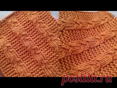 Фоновые жгуты спицами с эффектом смещения косичек❤️🧶knitting pattern.