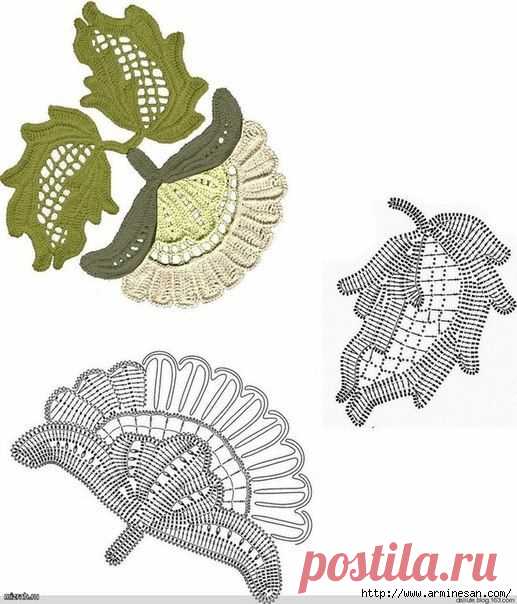 Цветы и листья для ирландского кружева