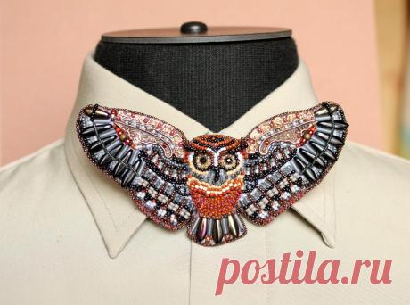 Галстук-бабочка &quot;Сова&quot; &quot;Фарбы душы - 2015&quot; | biser.info - всё о бисере и бисерном творчестве