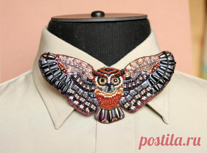 Галстук-бабочка "Сова" "Фарбы душы - 2015" | biser.info - всё о бисере и бисерном творчестве