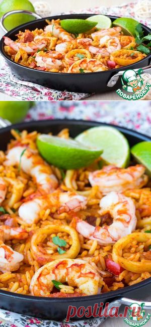 Паэлья с морепродуктами и чоризо - кулинарный рецепт