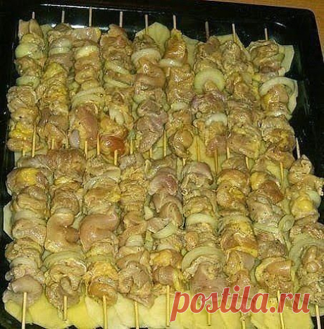 КУРИНЫЙ ШАШЛЫК С КАРТОШКОЙ В ДУХОВКЕ.
