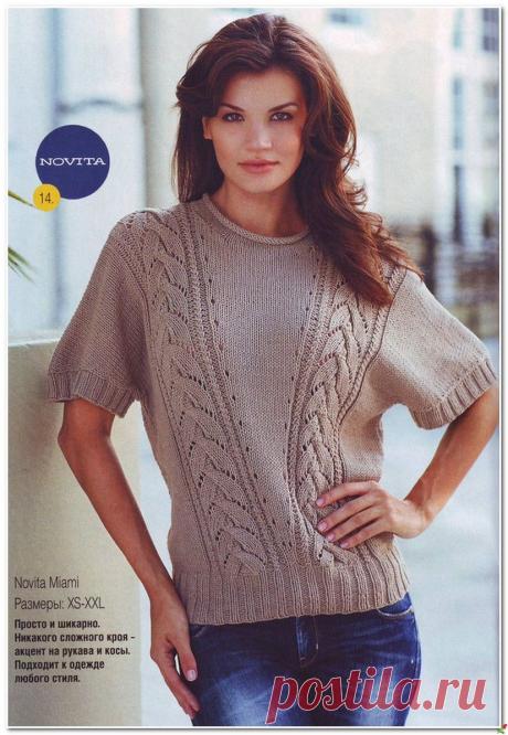 ДЖЕМПЕР ВЯЗАНЫЙ СПИЦАМИ.