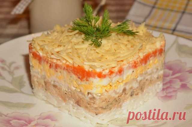 Салат с рисом и копченой рыбой — Домашняя кулинария
