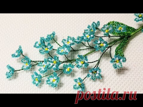 Незабудки из бисера МК от Koshka2015 - цветы из бисера, бисероплетение, МК  Forget me not flowers