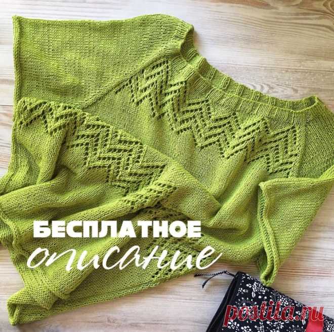 Футболка из хлопка с удлиненной спинкой (Вязание спицами) — Журнал Вдохновение Рукодельницы