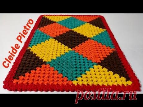 Técnica dos quadradinhos de crochê em diagonal bem fácil para iniciantes