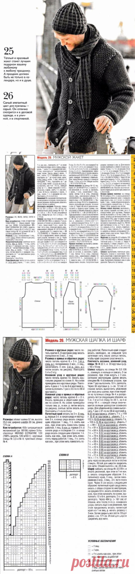 кардиган, шапочка и шарф структурными узорами