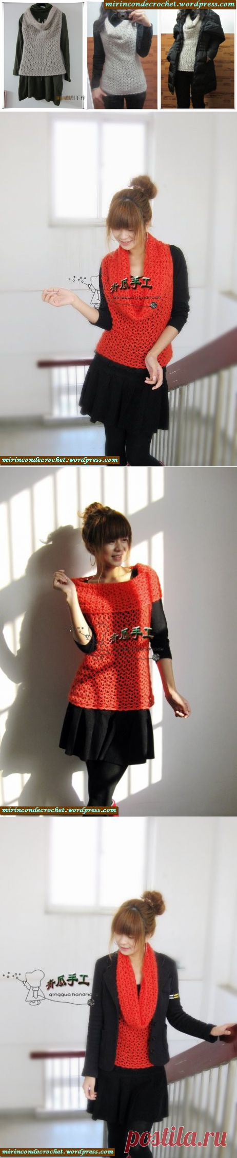 Жилет-труба крючком.