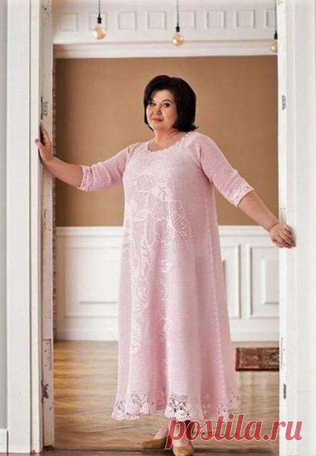 Платье НЕЖНОСТЬ крючком от Валентины Дьяченко Размер платья на российский 60. Для вязания платья вам потребуется пряжа АННА 16 розового цвета - 900 гр и крючок № 1. Для того, чтобы ваше изделие, выполненное