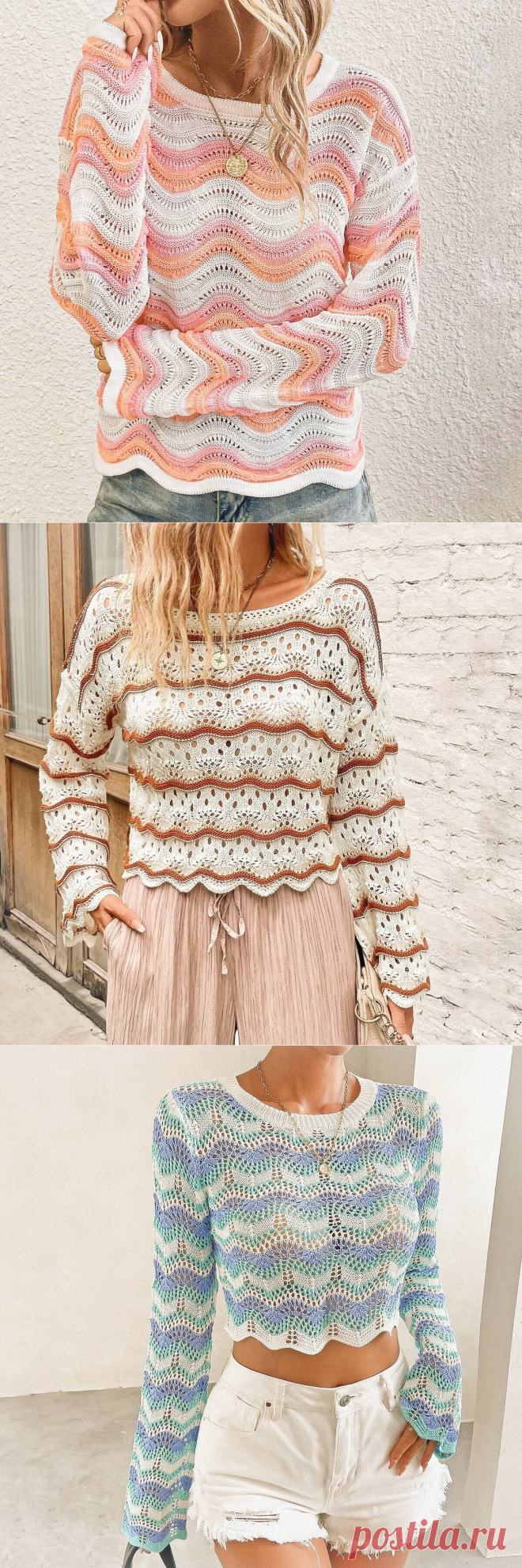 Вариации известного узора «павлиний хвост»: 3 модели со схемами