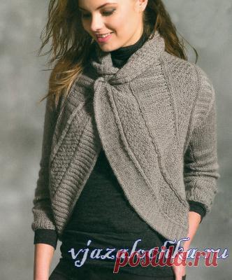 Серое болеро спицами