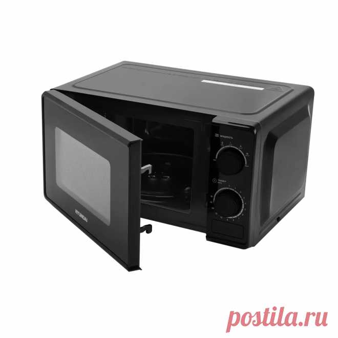 Микроволновая печь Hyundai HYM-M2096 черный, с механическим управлением, поворотным столом 24,5 см, объем камеры 20 л, мощность 700 Вт, открывание дверцы кнопкой, функции разогрева и разморозки купить на OZON по низкой цене (1737073383)